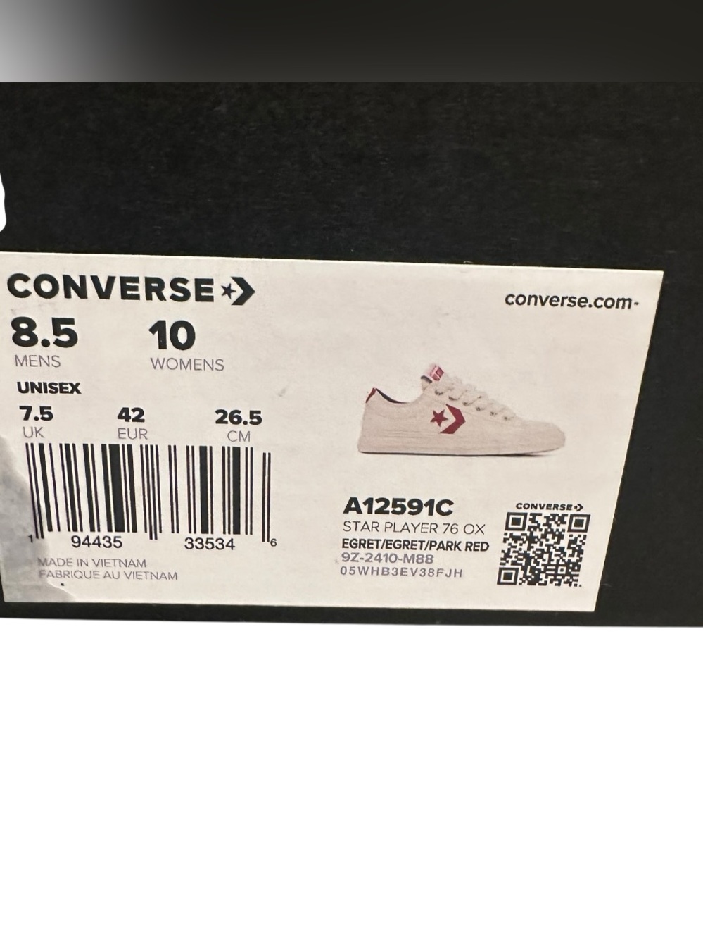 Converse Star Player 76 Egret & Park Red Shoes Size Men’s 8.5/ 10 Women’s NWT - Picture 15 of 15